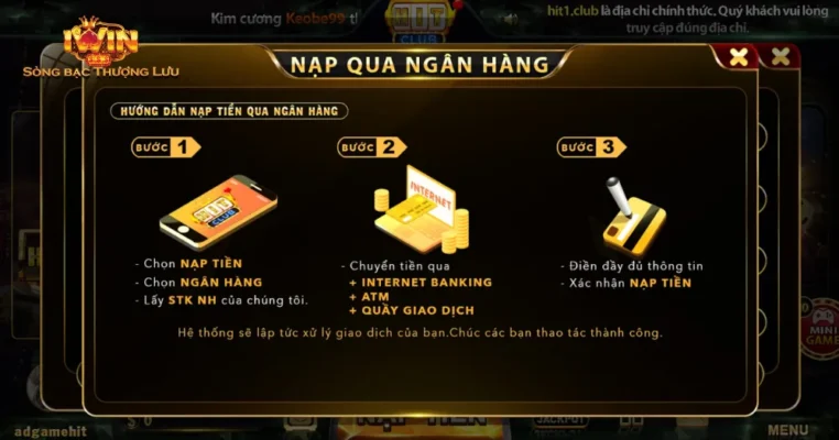 Nạp tiền thông qua tài khoản qua ngân hàng cực đơn giản